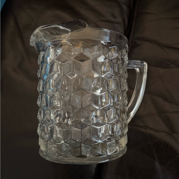 Vtg Fostoria Crystal Water Pitcher Brutalist 1/2 Gal Ice Lip Large Clear Glass - Picture 10 of 10